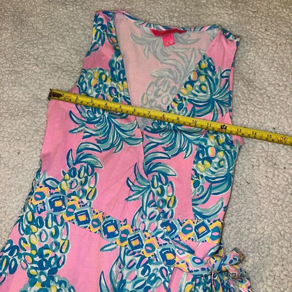 Lilly Pulitzer XXS Misha Sleeveless Wrap Dress Pelican Pink Pineapple Print NWT - Picture 7 of 9